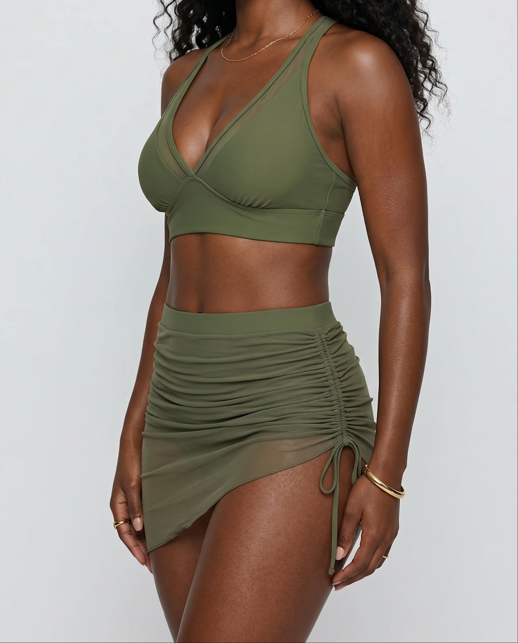 Mesh Sarong Bikini Set