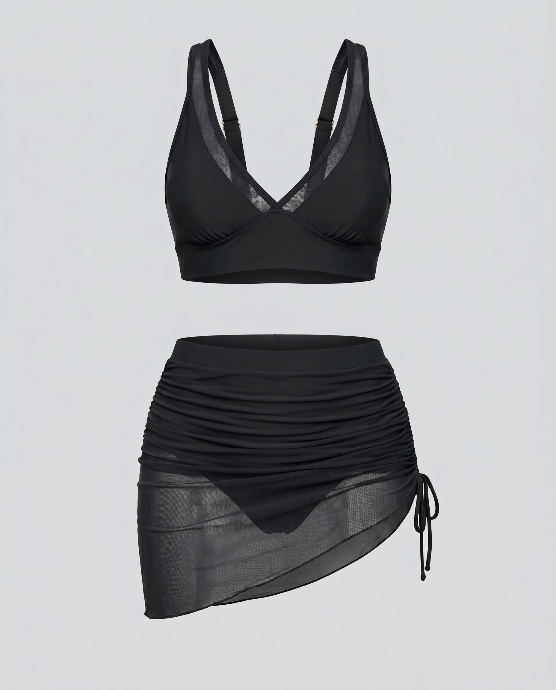 Mesh Sarong Bikini Set