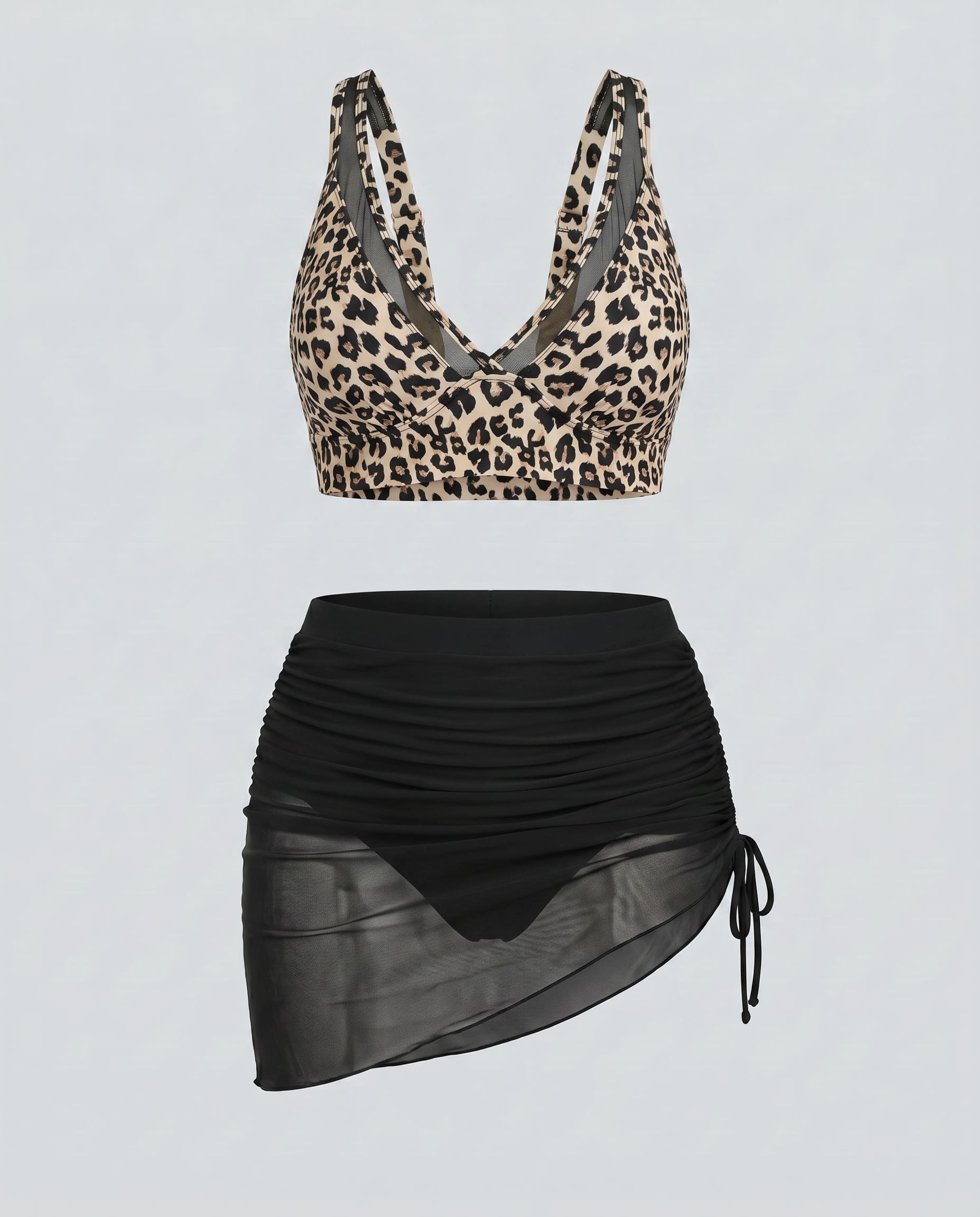 Mesh Sarong Bikini Set