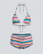 Retro Striped Bikini Set