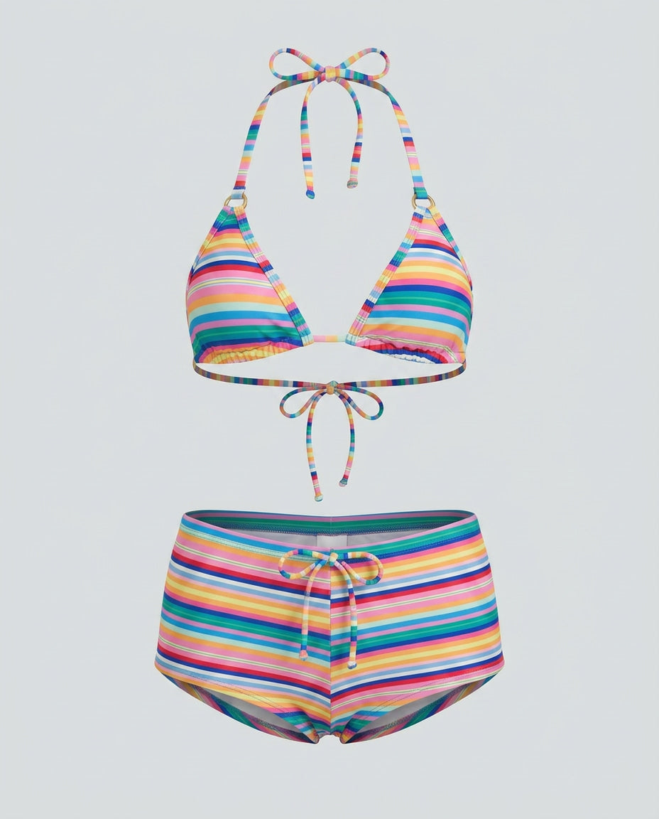 Retro Striped Bikini Set