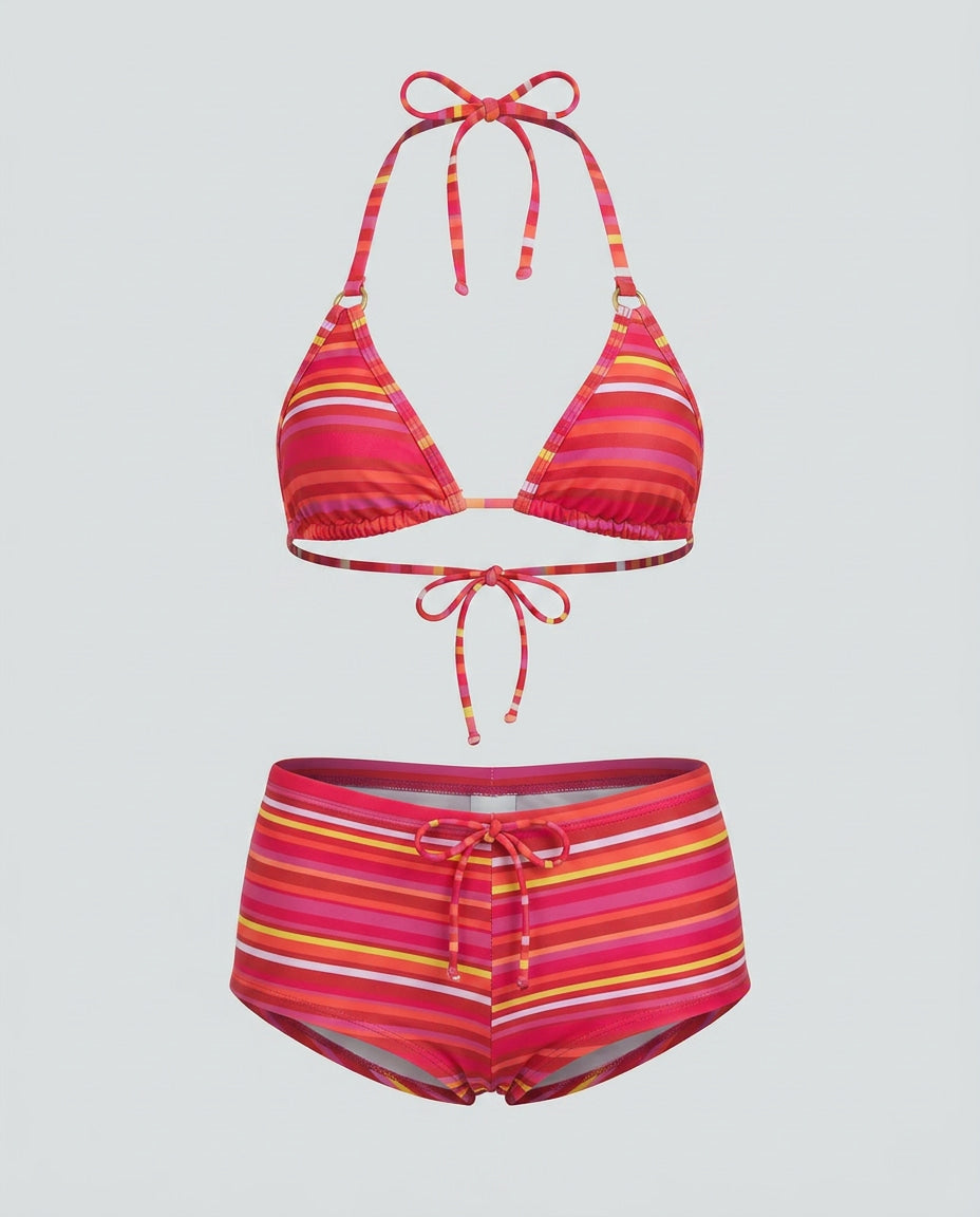 Retro Striped Bikini Set