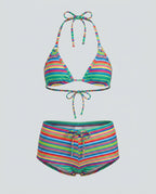 Retro Striped Bikini Set