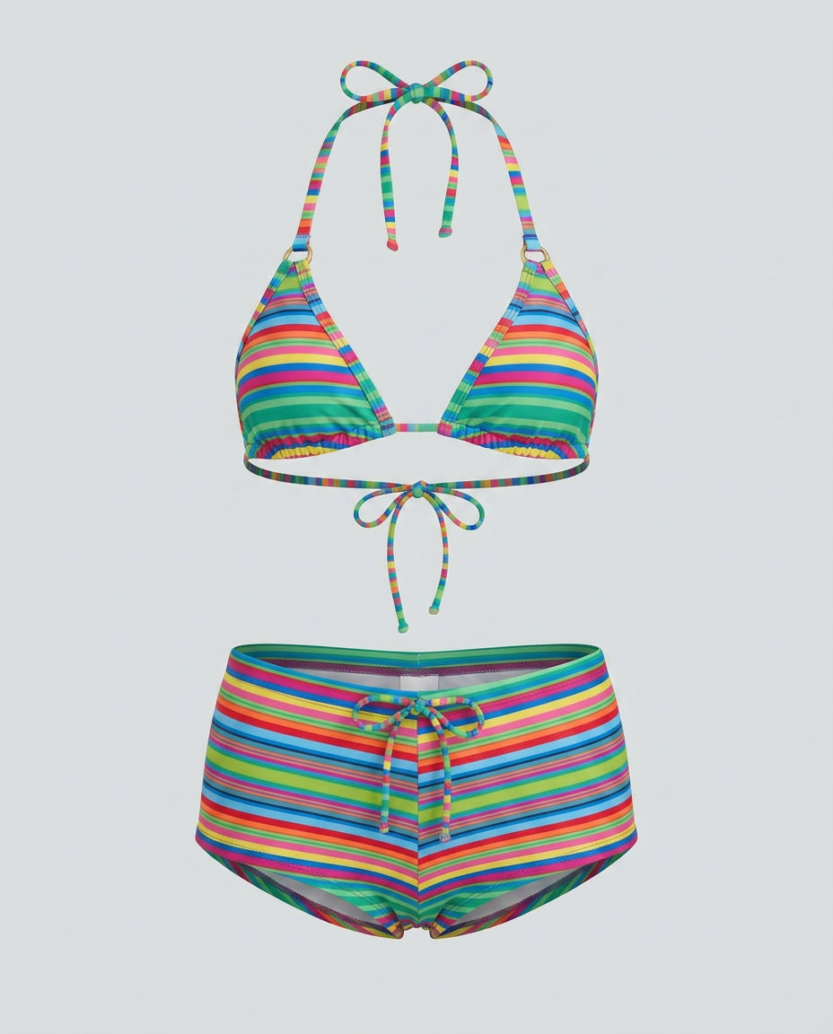 Retro Striped Bikini Set